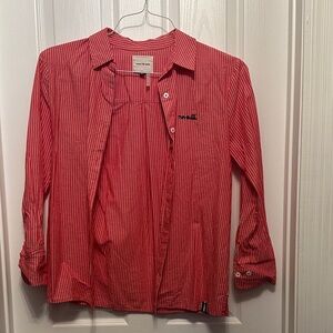 COURT & ROWE Red Pinstripe Men's Button-Down Shirt